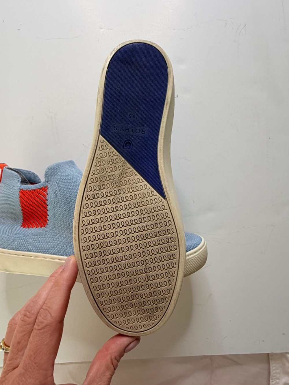 Rothy's Arctic Blue And Orange Chelsea Ankle Bootie Size W 9.5 - Picture 6 of 7